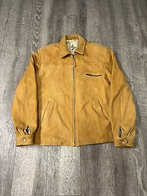 Alan Bilzerian Elk Leather Jacket Mens Extra Large Tan Beige Motorcycle • $350