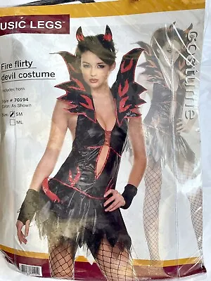 $25 • Buy Music Legs Sexy Adult Fire Flirty Devil Costume Style 70194 Halloween Size S/M