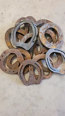 Used Steel Horseshoes Qty 20 Extra Large Egg And Heart Shaped Styles. Rusty  • $36