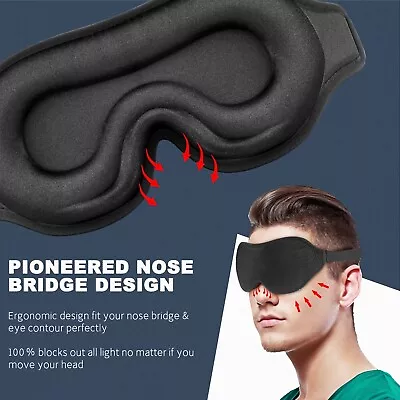 $9.99 • Buy Men Women Sleeping Blindfold Sleep Eye Mask 3D Contoured Cup Padded Shade Cover