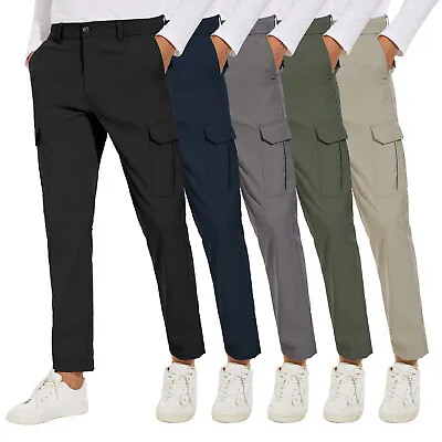 Men's Hiking Cargo Pants Slim Fit Stretch Waterproof Tapered Workwear Trousers • $19.99