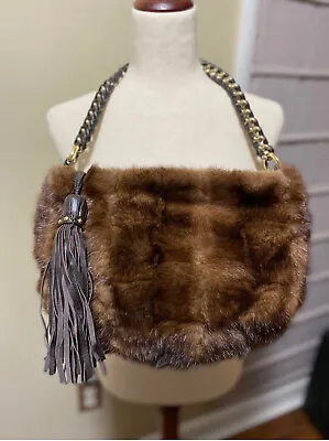 Paolo Masi Firenze Genuine Mink Fur Shoulder Bag Purse Made In Italy NWT • $155