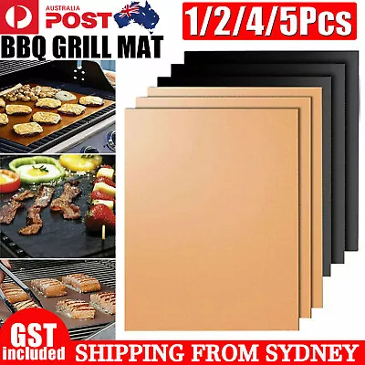 1-5PCS BBQ Grill Mat Reusable Bake Sheet Resistant Teflon Barbecue Non-Stick AU  • $6.42