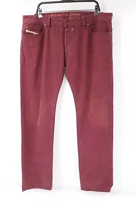 Diesel Jeans Mens 38 W40 Safado Regular Slim Straight Burgundy Button Fly Cotton • $31.99