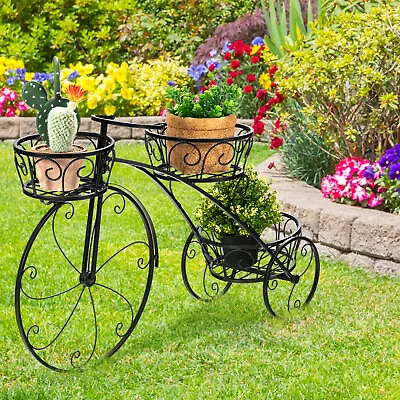 $64.49 • Buy Costway Tricycle Plant Stand Flower Pot Cart Holder Parisian Style Display Decor