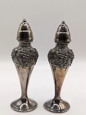 Vintage Viking Salt And Pepper Shaker Silver Plated Lead With Grape Vines 5  • $14.48