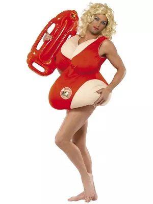 Funny Male Fancy-dress Padded Swimsuit Baywatch 80's/90's Costume In Red • £39.99