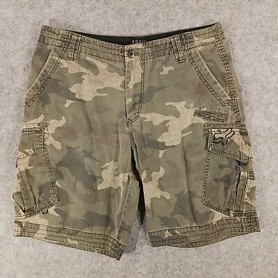 Fox Racing Cargo Shorts Men 36 Green Camo Slambozo Twill Heavy Duty Pockets Flat • $27.99