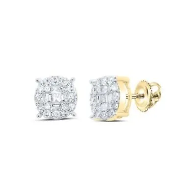 Brand NEW! Micro Pave Diamond Earrings 0.25 Carat T.W. 10K Yellow Go (D01069141) • $299.99