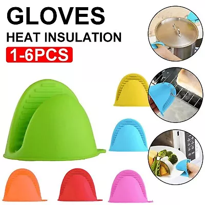 Mini Silicone Oven Mitts Heat Insulation Oven Gloves Kitchen BBQ Pot Holder • $17.99