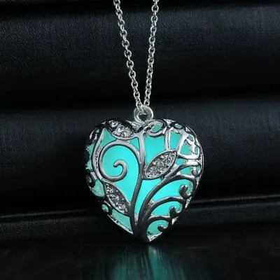$2.19 • Buy Fashion Heart Steampunk Luminous Glow In The Dark Pendant Necklace Women Jewelry