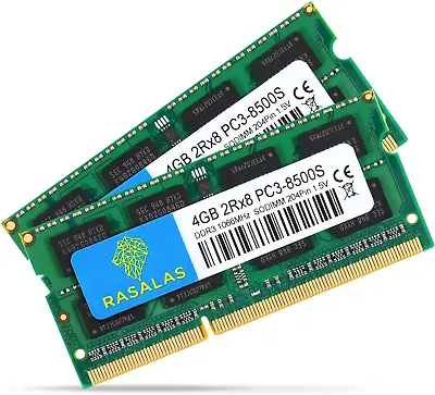 Rasalas 8GB Kit 2 X 4GB PC3-8500S 1067MHz 1066MHz DDR3 8500 PC3-8500 SODIMM RAM • £15.91