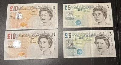 2000 2002 Bank Of England £10 £5 Pound Sterling Note Lot 3 Bills £30 Face • $27.30