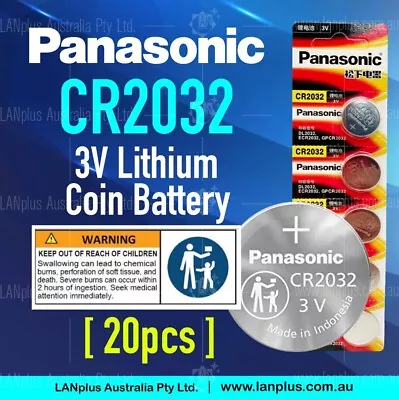 20x Panasonic CR2032 3V Lithium Coin Cell Button Battery DL2032 ECR2023 GPCR2032 • $23.75