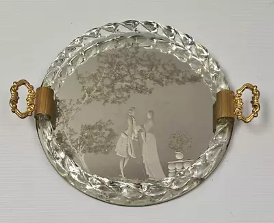 Ercole Barovier 1940's Italian Murano Twisted Glass Engraved Serving Tray Mirror • $159