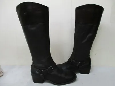 Vince Camuto Brunah Brown Leather Zip Harness Knee High Boots Womens Size 7 M • $34.95