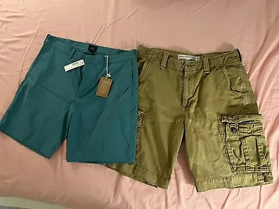 Lots Of 2 J Crew Stretch Flat Front American Eagle Classic Shorts Size 33 • $29.88