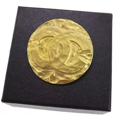CHANEL CC Logos Circle Used Pin Brooch Gold Plated 95P France Vintage #CD658 M • $600.97