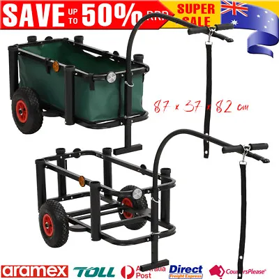 Fishing Trolley Cart Beach Trolley Hand Truck Camping Wagon For Sand Black Steel • $192.09