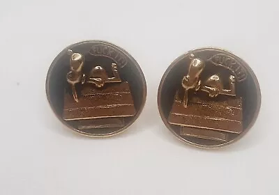 Snoopy Cufflinks Vintage 1970's Peanuts Funny Gold Tone • $11.99