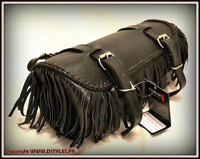 Fork Saddlebag Leather Flexible With Fringe (Custom Harley Shadow Virago) • $55.66