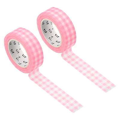 Holographic Washi Tape 0.59 Inch X 10.93 Yards 2 Roll Grid Pattern Sticker Pink • £7.05