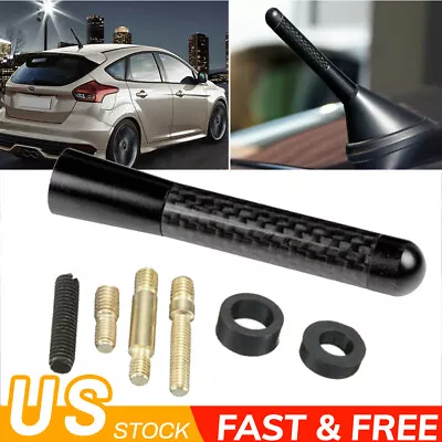 Real Carbon Fiber 3 Inch Short Antenna JDM Style AM/FM Radio Aerial Whip Black • $11.24