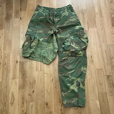 Vintage Vietnam War ERDL Camo Ripstop Jungle Trousers Pants Distressed Ripped • $24.99