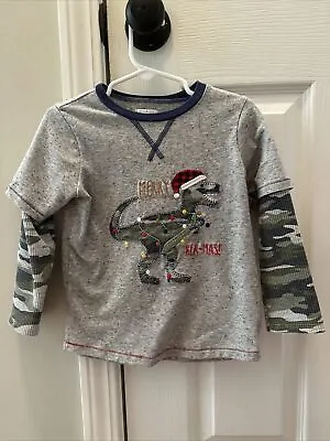 Mud Pie Toddler Boy Dinosaur Christmas Camouflage T-shirt 2T-3T EUC • $8