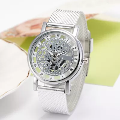 Men's Casual Hollow Perspective Transparent Quartz Watch Business Wristwatch • $3.98