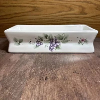 Pfaltzgraff GrapevineStoneware Rectangle 4 Wick Candle Holder Only NO CANDLE • $15.25