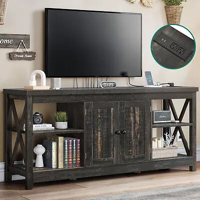 TV Stand With Power Outlets For Up To 65 Inch Entertainment Center Media Console • $131.99