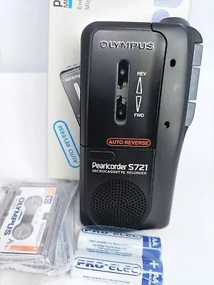 Olympus Pearlcorder S721 MicroCassette Voice Recorder Dictaphone Dictation BLACK • £149.99