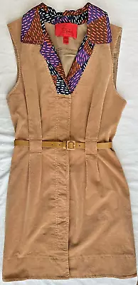 Zac Posen Z Spoke Corduroy & Silk Button Collared Dress Stripe Abstract Size 6 • $25