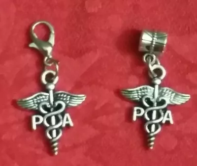 Pa Caduceus Medical Antique Silver Charm - Physician Assistant - Nurse  • $1.89