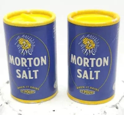 Two Vintage Tiny Morton Salt Shaker Empty Cardboard W/Plastic Top 1.5  GUC • $10