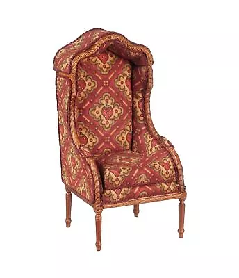 Dolls House Medieval Porter's Chair Hooded Red Walnut JBM Miniature Furniture • $119.46