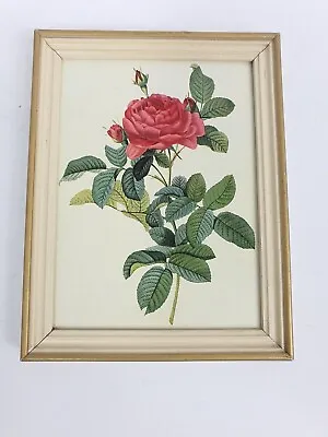 Old Picture Frame Wooden Frame With Rose Picture 15x11.5 Cm 6 X45 . • £31.36