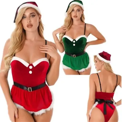 Women's Mrs Claus Santa Mini Bodysuit Teddy Lingerie Christmas Babydoll Costumes • $17.07