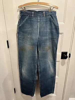 Vintage 40s 50s Denim Side Zip Jeans Hawk Denim Cone Denim Distressed Workwear • $185