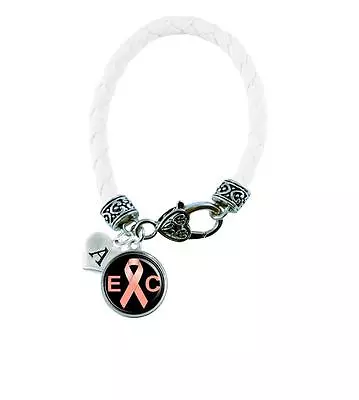 Custom Endometrial Cancer Awareness Ribbon Leather Bracelet Jewelry Initial • $22.49