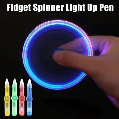 Fidget Spinner Light Up Pen - Sensory Toy Autism Stress ADHD Relief Games I8A9 • £1.22