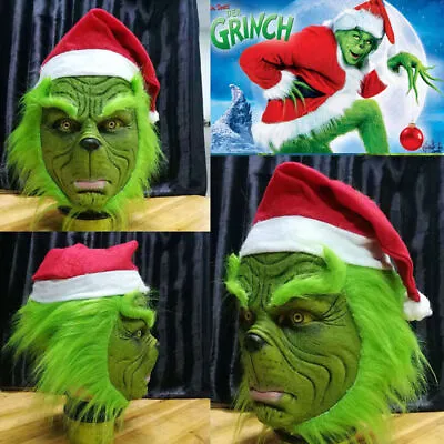 Adult The Grinch Stole Mask Christmas Hat Party Prop Cosplay Costume Book Week • $34.99