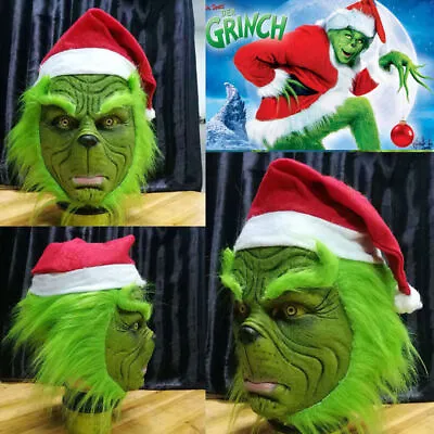 Xmas The Grinch Cosplay Mask Costume Christmas Prop Helmet How The Grinch Stole • $34.99