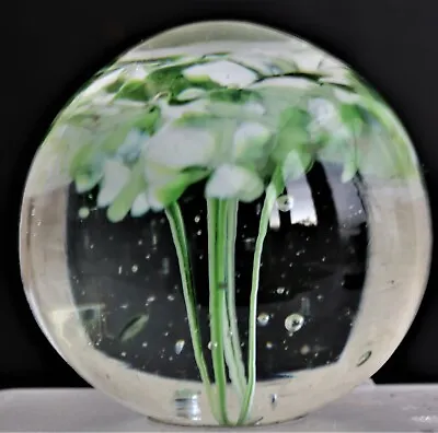 £14 • Buy Handmade Glass Paperweight Flowers And Bubbles Island Studio Glass Guernsey
