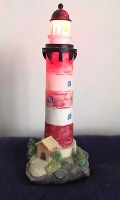 15cm High Red & White Lighthouse Model With Flashing Red Beacon • £6.99