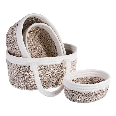 4pcs Storage Basket Woven With Large Side Straps Hand Made Laundry Basket Bins  • $16.62