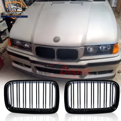 Gloss Black Front Kidney Grill Grille For BMW E36 M3 3 Series Pre-LCI 1992-1996 • $27.98