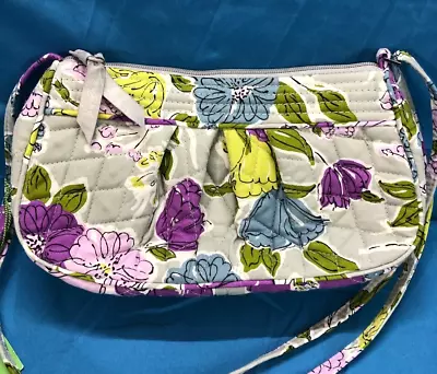 NWT VERA BRADLEY Quilted FRANNIE Gray/Multi FLORAL Zip CRESCENT CROSSBODY BAG • $20.80