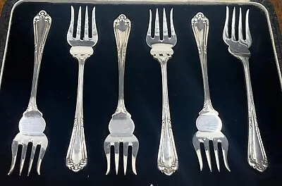 £125 • Buy Pretty Set Of 6 Sterling Silver Cake / Pastry Forks London 1925